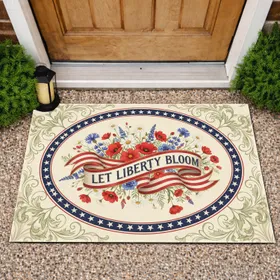 Let Liberty Bloom American Flag Wildflowers - Independence Day Home Decor Doormat