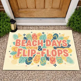 Beach Days Flip Flops Seashells - Summer Home Decor Gift for Beach Lovers Doormat
