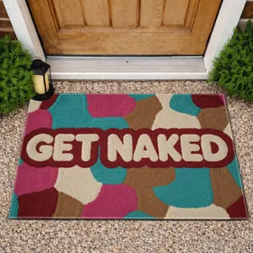 GET NAKED Bold Blocky Text Interlocking Large Irregular Shapes - Home Decor Gift Doormat
