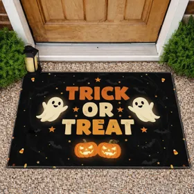 Trick or Treat Ghosts Jack-o'-Lanterns Candy Corn - Home Decor Doormat