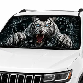 Foldable White Tiger Shape Commute Accessory - Road Trip Travel Essentials for Drivers Car Sunshade