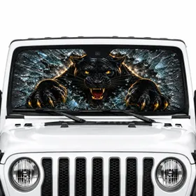 Foldable Panther Car Shield - Commute Accessory Travel Essentials for Panther Lover Car Sunshade