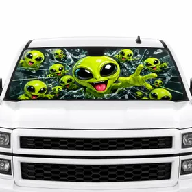 Alien Faces Travel Essentials Road Trip Adventure Vacation Destination Commuters Car Sunshade