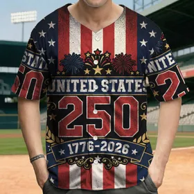 United States 250 Emblem Golden Laurel 1776-2026 - Independence Day Celebration Baseball Jersey