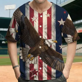 Bald Eagle American Flag - Independence Day Gift for Veterans Baseball Jersey