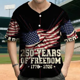 Distressed American Flag 250 Years Freedom - Independence Day Commemoration for History Enthusiasts Baseball Jersey