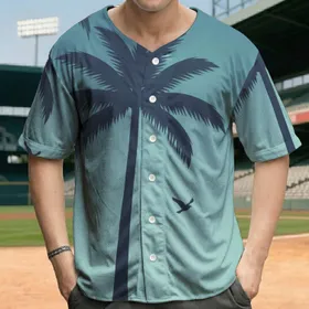 Palm Tree Canoe Bird Silhouettes - Coastal Explorer Gift Baseball Jersey