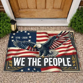 Bald Eagle Betsy Ross Flag 250 Years Freedom - Independence Day Gift for Veterans Doormat
