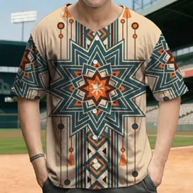 Sixteen Point Starburst Cross Star Diamond Triangle Bands - Everyday Style Fashion Gift Baseball Jersey