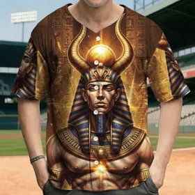 Ancient Egyptian Pharaoh Sun Disk Horned Crown - History Lover Gift for Egyptology Baseball Jersey