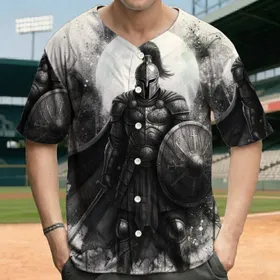 Ancient Warrior Armor Crested Helmet Shield Sword Dark Fantasy Lifestyle Gift Baseball Jersey