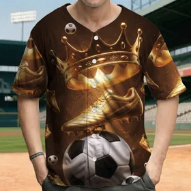 Golden Crowned Soccer Ball & Cleat - Sports Achievement Recognition Gift for Champion Players Baseball Jersey