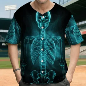 Realistic Torso Skeleton X-ray Glow - Halloween Party Gift for Science Enthusiasts Baseball Jersey