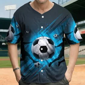 Dynamic Soccer Ball Player Silhouettes Electric Aura - Game Day Sports Fan Gift Baseball Jersey