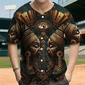 Regal African Female Faces Gold Headdress - Cultural Heritage Lifestyle Gift Baseball Jersey