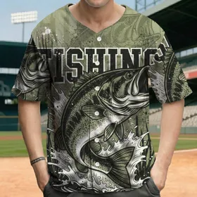 Jumping Largemouth Bass Fishing Word Reeds Fish Forms - Outdoor Angler Lifestyle Gift Baseball Jersey