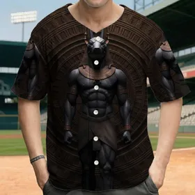 Anubis Statue Ancient Egyptian Temple - Heritage Gift for Egyptology Fan Baseball Jersey
