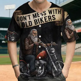 Old Biker Chopper Motorcycle - Road Trip Style Gift for Motorcycle Rider Baseball Jersey
