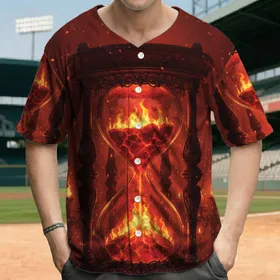 Ornate Hourglass Candelabra Flames Embers - Dark Fantasy Fashion Style Baseball Jersey