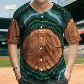 Tree Trunk Growth Rings Malachite Agate Mineral Wood Grain - Nature Lover Gift Baseball Jersey