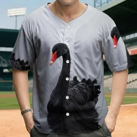 Majestic Black Swan Reflective Water - Wildlife Lover Gift Baseball Jersey