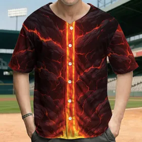 Fiery Molten Lava Cascade Volcanic Rocks - Outdoor Exploration Gift for Adventure Lovers Baseball Jersey