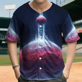 Gas Giant Planet Celestial Ascent Alien Mountains - Science Fiction Gift Baseball Jersey