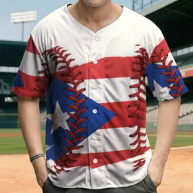 Puerto Rican Flag Baseball Stitching - Heritage Celebration Gift Baseball Jersey