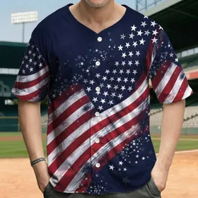 American Flag Stripes Stars - Independence Day Gift for Veterans Baseball Jersey
