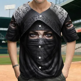Ancient Script Veiled Woman Hood - History Lover Gift for Ancient Texts Collectors Baseball Jersey