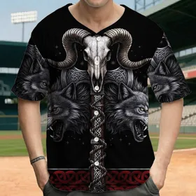 Battle Axe Skull Wolf Celtic Knot - Warrior Spirit Gift for Him Baseball Jersey
