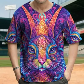 Rabbit Mandala Paisley Swirls Stars Boho Lifestyle Gift for Rabbit Lovers Baseball Jersey