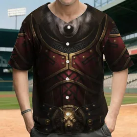 Wolf Armored Medallion Tribal Ancient Fantasy - Fantasy Enthusiast Gift Baseball Jersey