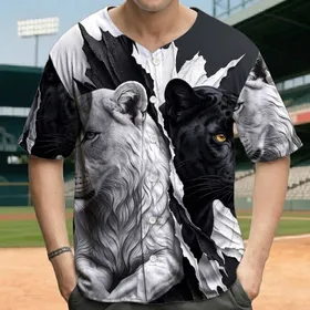 White Lioness Black Panther Split Field Алёна Golden Eye - Big Cat Lover Gift Baseball Jersey