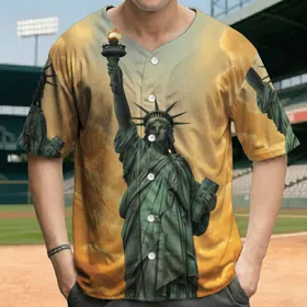 Statue of Liberty Torch Sky - Independence Day Gift for History Lovers Baseball Jersey