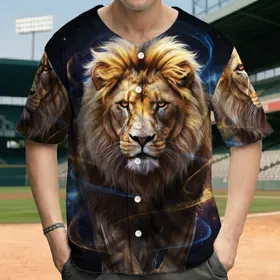 Realistic Lion Starlight Cosmos - Wildlife Admirer Gift for Big Cat Lover Baseball Jersey