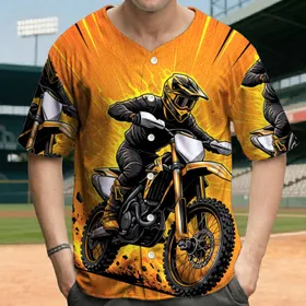 Motocross Dirt Bike Racer Speed Lines - Action Sports Lifestyle Gift for Moto Enthusiast Baseball Jersey