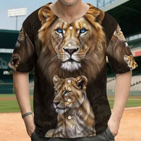 Adult Lion Head Young Lioness – Wildlife Lover Gift Baseball Jersey