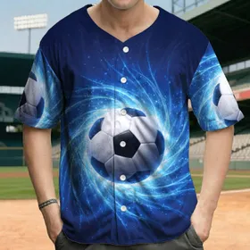 Soccer Ball Electric Blue Energy Cosmic - Sports Lover Gift for Soccer Fan Baseball Jersey