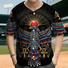 Horus Ra Winged Sun-Disc Ancient Egyptian Ankh Hieroglyph - History Buff Gift Baseball Jersey