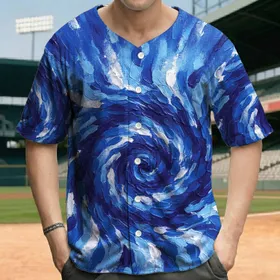 Focal Group Deep Royal Sky Blue White Movement Swirl - Casual Lifestyle Gift Baseball Jersey