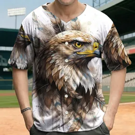 Majestic Eagle Head Profile Golden Eyes Ornate Blue Teal Feathers - Wildlife Lover Gift Baseball Jersey