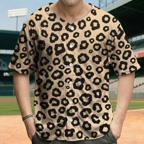 Bold Black Leopard Spots Light Tan Background - Wildlife Lover Gift for Leopard Enthusiast Baseball Jersey