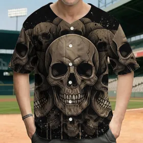 High Contrast Distressed Skulls Graphic Novel - Alternative Fashion Gift for Goth Fan Baseball Jersey