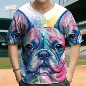 French Bulldog Face Large Dark Eyes Erect Ears - Dog Lover Everyday Style Gift Baseball Jersey