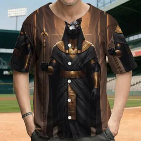 Anubis Jackal God Golden Jewelry Ancient Temple - Egyptian History Gift Baseball Jersey
