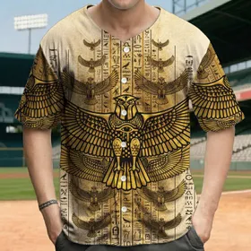 Winged Falcon Horus Eye Hieroglyphs - Ancient Egypt Lover Gift Baseball Jersey