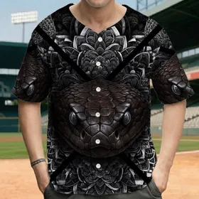 Deep Brown Snake Head Reptilian Scale Mandala - Wildlife Lover Gift for Animal Fans Baseball Jersey