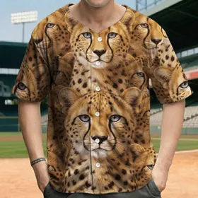 Blue Eye Prominent Young Cheetah Faces Group Wildlife Lover Gift for Animal Lover Baseball Jersey