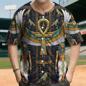Ancient Ankh Egyptian Figures Hieroglyphs - History Lover Gift Baseball Jersey